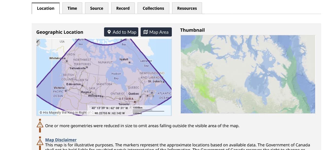 Record view turning a long metadata page into a structured layout with map and thumbnail context.